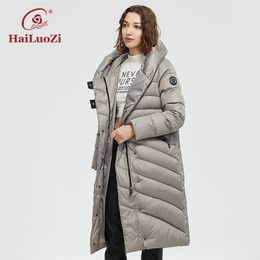 HaiLuoZi Winter Women's Plus Size Fashion Warm Long Cotton Clothes Windproof Hooded Zipper Thick Coat Comfortable Parka 08 211216