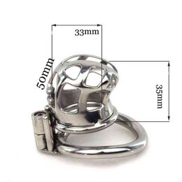 Cockrings 2021 Short Style 304 Stainless Steel Male Chastity Device Small Cock Cage with Lock Ring Sex Toy Adult Men 18+ 1124