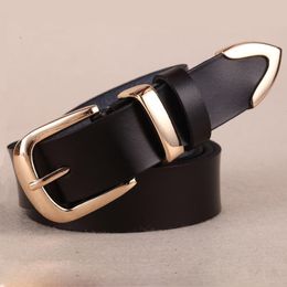 Belts Women's Genuine Leather Designer Top Quality Metal Alloy Buckle Belt Ladies Pure Color Casual Decoration Jeans All-match