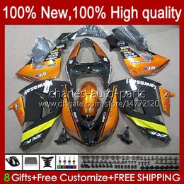 -Motorrad-Bodys für Kawasaki Ninja ZX 10R 10 R 1000 CC ZX10R 06 07 BODYWORK 14NO.69 ZX-10R ZX1000 1000cc 2006 2007 ZX1000C ZX1000CC 2006-2007 Verkleidungsset glänzend orange
