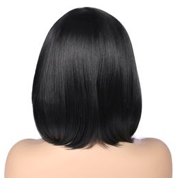 Short Bob Ombre Black Gray/Brown/99J /Green Straight Hair Side Part Synthetic Wig For Black Women High Temperature Fiberfactory direct