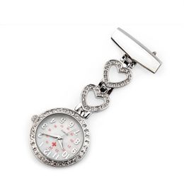 Women Nurse Doctors Fob Watches Heart Design with White Crystal Quartz Movement 5 Pieces