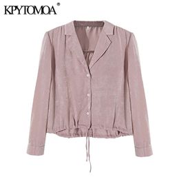 Women Fashion With Drawstring Loose Cosy Blouses Long Sleeve Button-up Female Shirts Blusas Chic Tops 210420