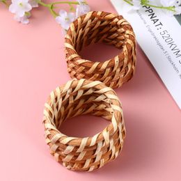 rattan napkin holder UK - 2pcs Rattan Woven Napkin Ring Holder Buckle Clamp Party Supplies For Restraurant And El (Random Color) Rings