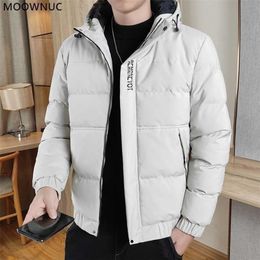 Winter Men's Fashion Trend Solid Colour Hooded Down Jacket Men's Slim Casual Fleece Thick High-Quality Jacket Size M-5XL 211204