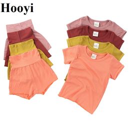 Girls Summer Pijamas Solid Sleepwear Cotton Children's Clothing for Boys Short Sets Toddle Pijama 210413