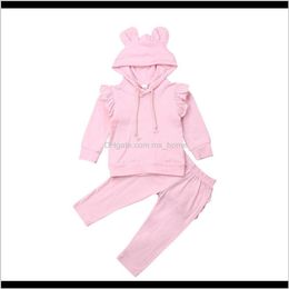 Sets Baby Maternity Drop Delivery 2021 2Pcs Kids Baby Boysgirls Hooded Coat Ruffle Pants Outfitsset Kid Clothing 9Taca