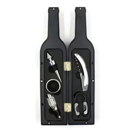 5pcs/set Wine Bottle opener Corkscrew Wine Bottle Shape Opener Kitchen Tools Corkscrew Pourer Stopper Drip Ring Wines Accessory