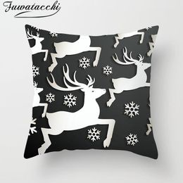 Cushion/Decorative Pillow Fuwatacchi 2Pcs Christmas Case Cushion Cover Soft Throw Pillows Decorativos 45x45 Cm