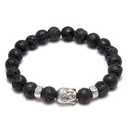 2021 Women\'s Diffuser Jewelry Anti-fatigue Silver Buddha Lava Natural Stone Charms Bracelets Volcanic Rock Prayer Beads Bracelet