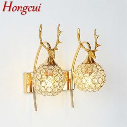 Hongcui Wall Lamps Contemporary Creative LED Gold Sconces Crystal Lights Indoor For Home Bedroom