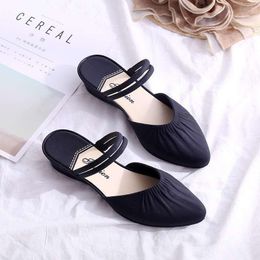 Sandals Summer Casual Shoes Women Pointed Toe Jelly Woman Slip On Ladies Wedge Slippers Pleated Female Two Wear