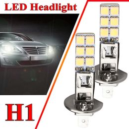 New 2pcs H1 55W LED Headlight Bulbs Kit Fog Driving Day Running Lamp 6000K Super White 5050 12LEDs Bulbs Headlamps Ship Dropshipping