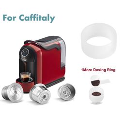 Reusable Coffee Philtres Compatible For Caffitaly Tchibo Cafissimo Refillable Stainless Coffee Capsule Pod Refillable With Tamper 210712