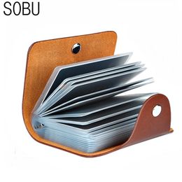 PU Leather Card Holders Function 24 Bits Business Men Women Credit Passport ID Passport Wallet