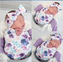 Newborn Baby Swaddle Blanket Bow Headband Hat 3 pcs Sleeping Bags Wrap INS Toddler Cartoon Dinosaur Sleep Sacks Shark Photography Prop GC234