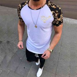 Men Tshirts Short Sleeve Slim Fit Shirt Summer Mens Clothing Casual Bodycon Printing Tees Men's Fashion Tops T-shirts 210409