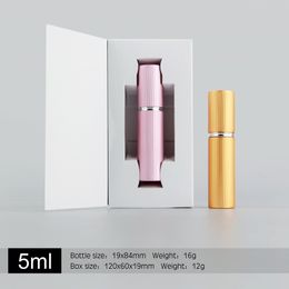 50Piece/Lot 5ml High-end Aluminum Refillable Perfume Bottle With Spray Cosmetic packing box