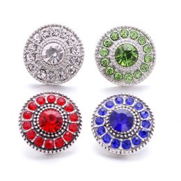 Wholesale Rhinestone 18mm Snap Button Flower Clasp Metal Zircon Pave charms for Snaps Jewelry Findings factory suppliers