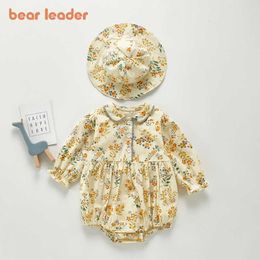 Bear Leader Toddler Fashion born Baby Rompers Autumn Infant Long Sleeve Clothes Kids Girl Cute Floral Print Jumpsuit Outfits 210708