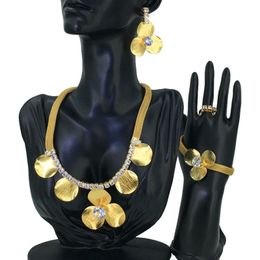 Earrings & Necklace Mejewelry Luxury Cubic Zirconia Bracelet Ring Dubai Full Jewelry Set For Women Bridal Dress Dinner FHK12257
