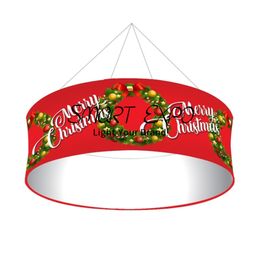 Hanging Ceiling Round Sign for Exhibition Show Advertising Display with Strong Aluminium Frame Tension Fabric Printing Portable Bag (Dia20ft*H4ft)