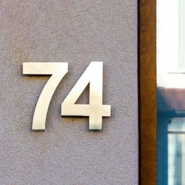 20cm House Number Stainless Steel Address Sign #0-9 Huisnummer Outdoor Silver 8 Inch.Door Numbers Home Numeros Casa Exterior Big Other Door