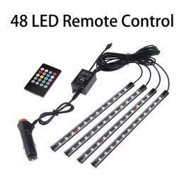 48 LED Car Foot Light Ambient Lamp With USB Wireless Remote Music Control Multiple Modes Automotive Interior Decorative Lights254y