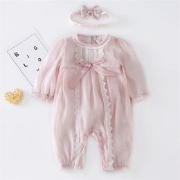 Baby Girl Long Sleeve Lace Rompers Spring Jumpsuit Kids born Clothes 211101