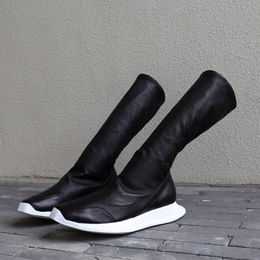 High Top 100% genuine leather sheepskin sock boots stretch Male god darkness street punk Boot