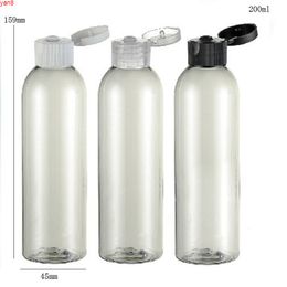 24 x 200ml Wholesale Round Shoulder Clear Transparent PET Bottle with Flip Top Cap white Black