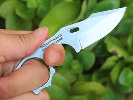 On Sale!! Small Straight Knife 5Cr13Mov Wire Drawing Drop Point Blade Full Tang Stainless Steel Handle Fixed Blade Knives With Kydex