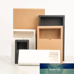 10pcs / cardboard drawer carton white black cowskin gift box support custom size and logo printing