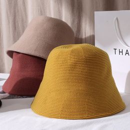 women Bucket Hat autumn Winter fashion Solid Colour Hats for Lady Thicken Panama Visors Foldable Outdoor Fisherman Hat