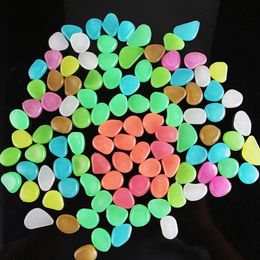 Garden Decorations 100Pcs/bag Multiple Colour Luminous Pebbles Stones Glow In The Dark Garden Ornaments Wedding Crafts Party Fish Tank Event Supplies Vases