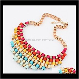 Chokers & Pendants Drop Delivery 2021 Personalized Jewelry Women Bib Collar Choker Necklaces With Fine Coloured Ribbon Retro Metal Exaggerate