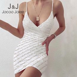 Jocoo Jolee Y2K Pleated Off Shoulder Skinny Bow Printing Deep V-Neck Women Sexy Summer Camisole Mini Dress Backless Elegant 210518