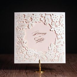 Greeting Cards CW5197 White Embossed Laser Cut Wedding Invitation Printable& Customised Greeting/birthday Card