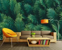 beibehang Wallpaper custom 3D high-grade large green leaves photo wallpaper living room bedroom wall decoration mural wall