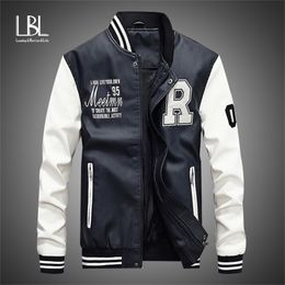 Men Leather Jacket Brand Embroidery Baseball PU Jackets Male Casual Luxury Winter Warm Fleece Pilot Bomber Jacket Coat 220124