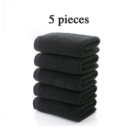 Towel 5 pieces 100% Cotton Black Face No Fading Bath s Large Men's Beach for el Corporate Gift Drop Ship Available 210728