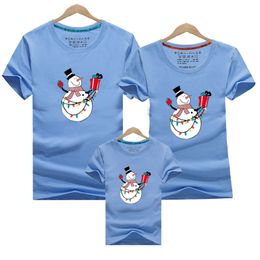 Dad Mom Baby Christmas Snowman Print Clothing Family Matching Outfits Clothes Mother Daughter Father Son Mommy and Me Shirt 210417