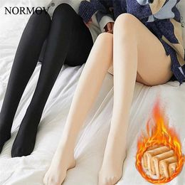 NORMOV Winter Pantyhose Women Warm High Waist Super Elasti Seamless Pantyhose Women Solid Colour Thick Velvet Tights 211204