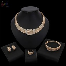 Earrings & Necklace Yulaili Unique Design Belt Shape Fashion Four Pieces Jewellery Set For Women