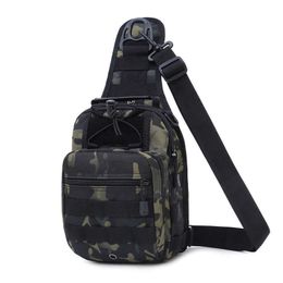 Tactical Shoulder Bag Military Molle Camo Sling Backpack Army Men Fishing Camping Hunting Hiking Waterproof Nylon Chest Bag Y0721