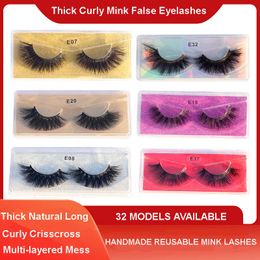 Hand Made Reusable Curling Mink False Eyelashes Multi-layer Design Soft Light Visually Messy Bushy Thick Natural 3D Fake Lashes Makeup For Eyes 32 Models DHL Free