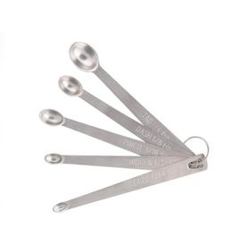 Set of 5 Stainless Steel Round Measuring Spoons Tools Measuring-Liquid and Dry Ingredients Drop Smidgen Pinch Dash Tad Spoon SN3011