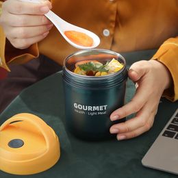 Soup Cup Lunch Bento Box Stainless Steel Leakproof Container Cup Vacuum Flasks Straw Can Be Inserted