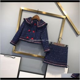2021 Spring And Autumn Luxury Design T Woven Fabric Composite Cotton Lining Girls Skirt Woollen Jacket Pgoau Clothing Sets Qsznj
