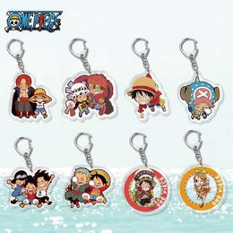 Anime Schlüsselanhänger Mann One Piece Schlüsselanhänger Frauen Schlüsselanhänger Paare Schlüsselanhänger Acryl Schlüsselanhänger Luffy Zoro Chopper Anhänger Porte Clef G1019